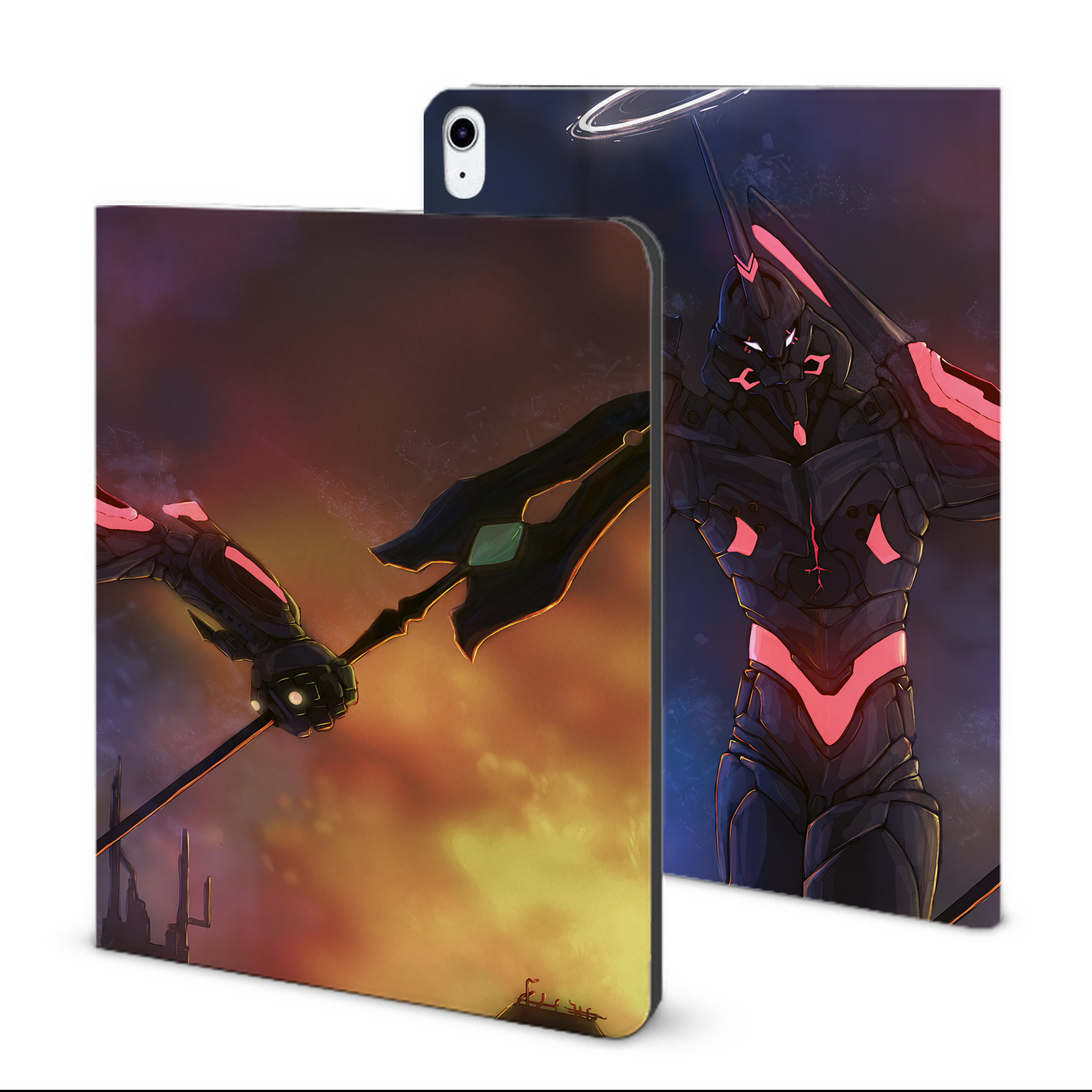 （画像用） EVA 新世紀エヴァンゲリオン IPad ケース ブック型 PUレザー TPU 耐衝撃 軽量 薄型 ペン収納なし 全面保護 IPad 各モデル対応